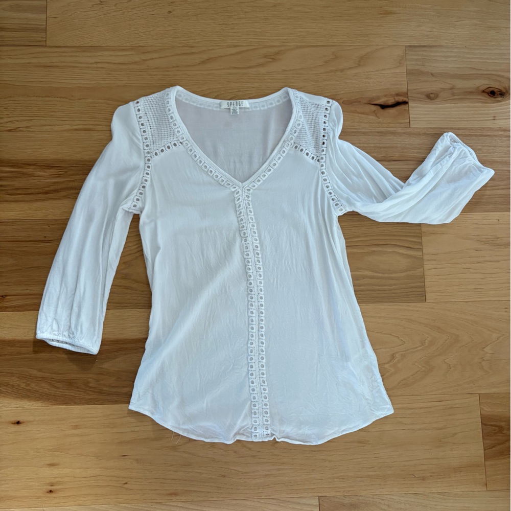 Euro Summer ☁️ white flowy 3/4 sleeve tunic